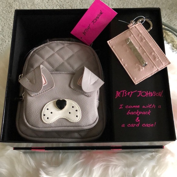 Betsey Johnson Handbags - Betsey Johnson Dog Backpack ID/Card Case Box Set